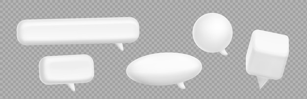 Empty white 3d speech bubbles different shapes