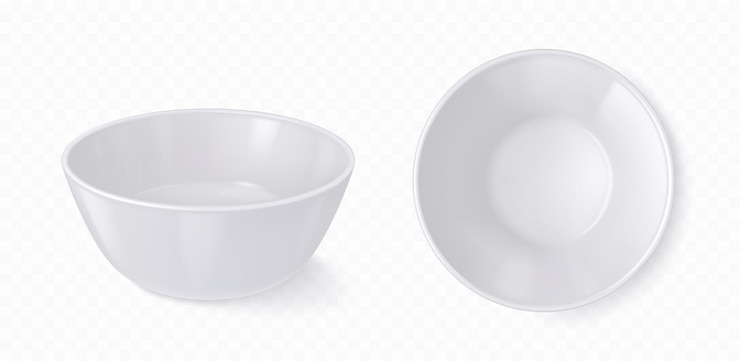 Free Vector empty white bowl deep plate for liquid food