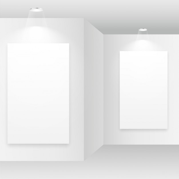 Free vector empty white room with picture frames