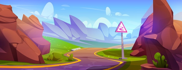 Free vector empty winding road in mountains