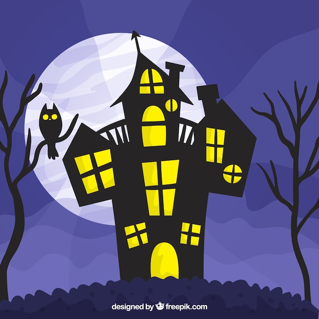 Free vector enchanted house background in flat design