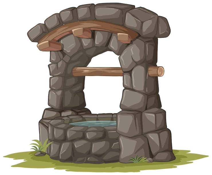 Free Vector enchanted stone well in nature