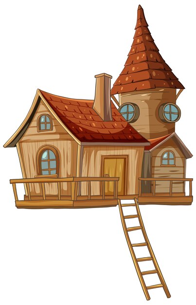 Free vector enchanted wooden treehouse illustration