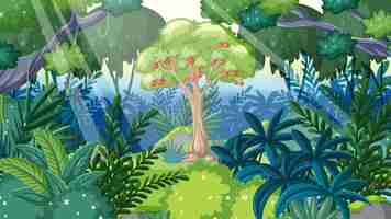 Free vector enchanting jungle with apple tree and sneaky snake