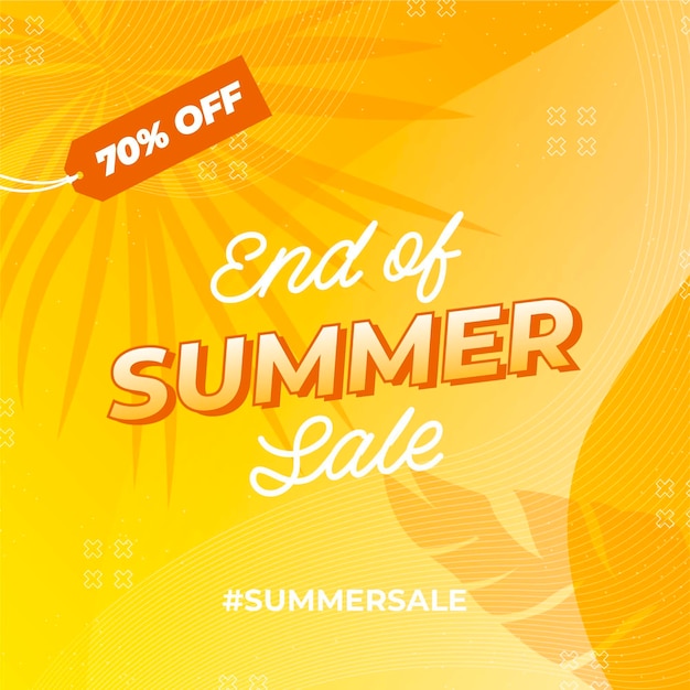 End of season summer sale banner with leaves