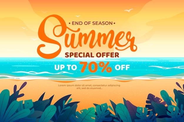 Free vector end of season summer sale concept