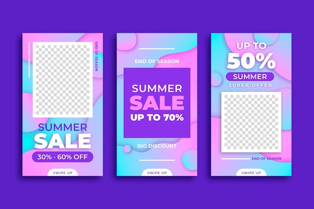 End of season summer sale instagram stories set