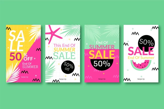 end of season summer sale instagram stories template collection