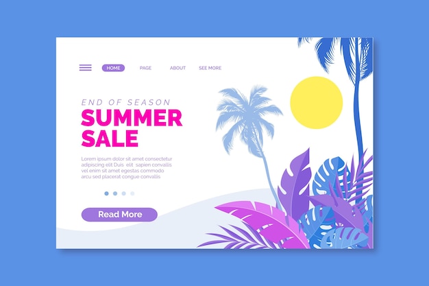 Free vector end of season summer sale landing page template