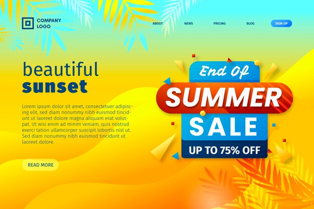 End of season summer sale landing page template