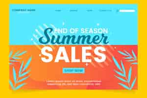 Free vector end of season summer sale landing page template