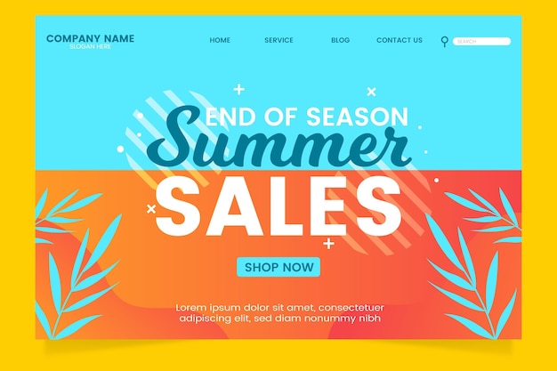 End of season summer sale landing page template