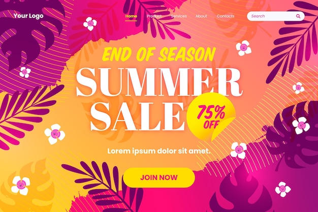 End of season summer sale landing page theme