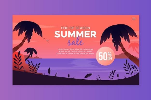 Free vector end of season summer sale landing page