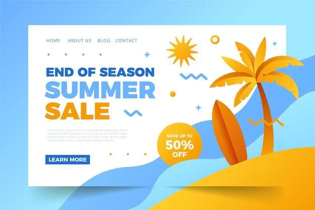 Free vector end of summer sale landing page