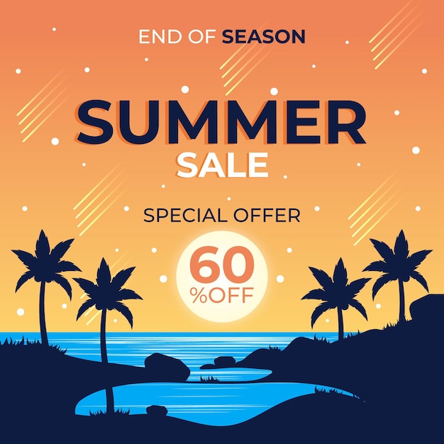 Free vector end of summer sale special offer illustrated