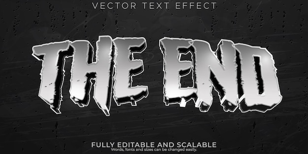 The end text effect editable horror and scary text style