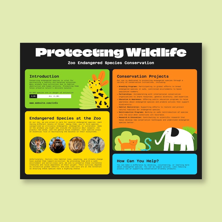 Free Vector endangered species conservation infographic template design