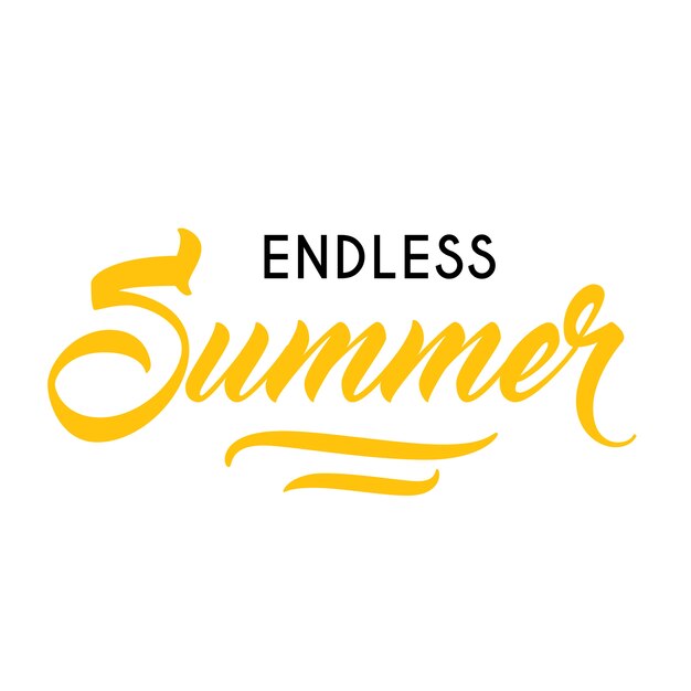 Endless summer seasonal advertisement template. Typed and calligraphic text can be used for greeting