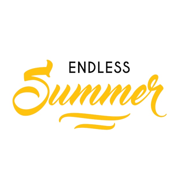 Endless summer seasonal advertisement template. Typed and calligraphic text can be used for greeting