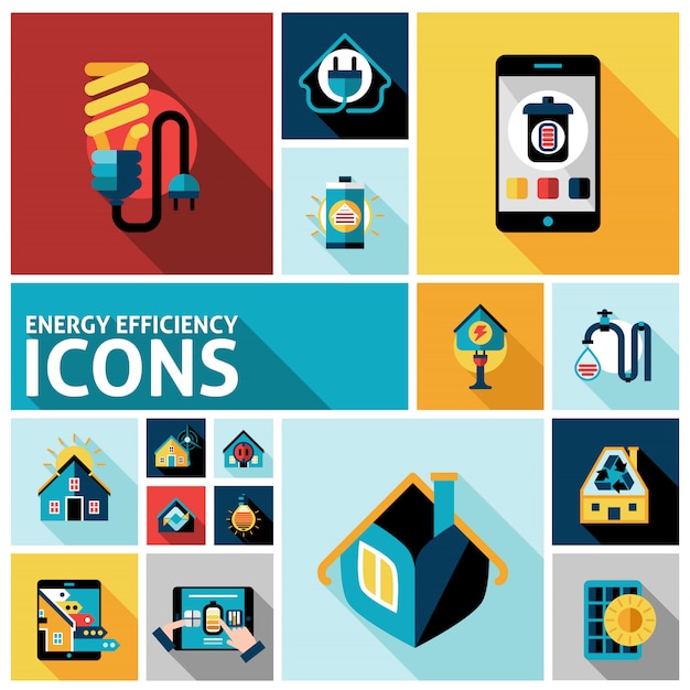 Energy efficiency icons set