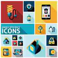 Free vector energy efficiency icons set