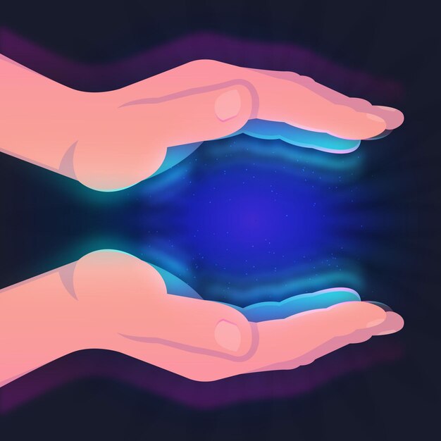Energy healing hands concept