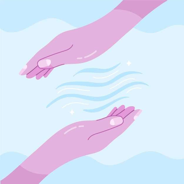 Free vector energy healing hands hand drawn style