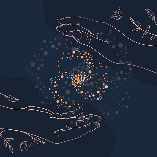 Energy healing hands illustration