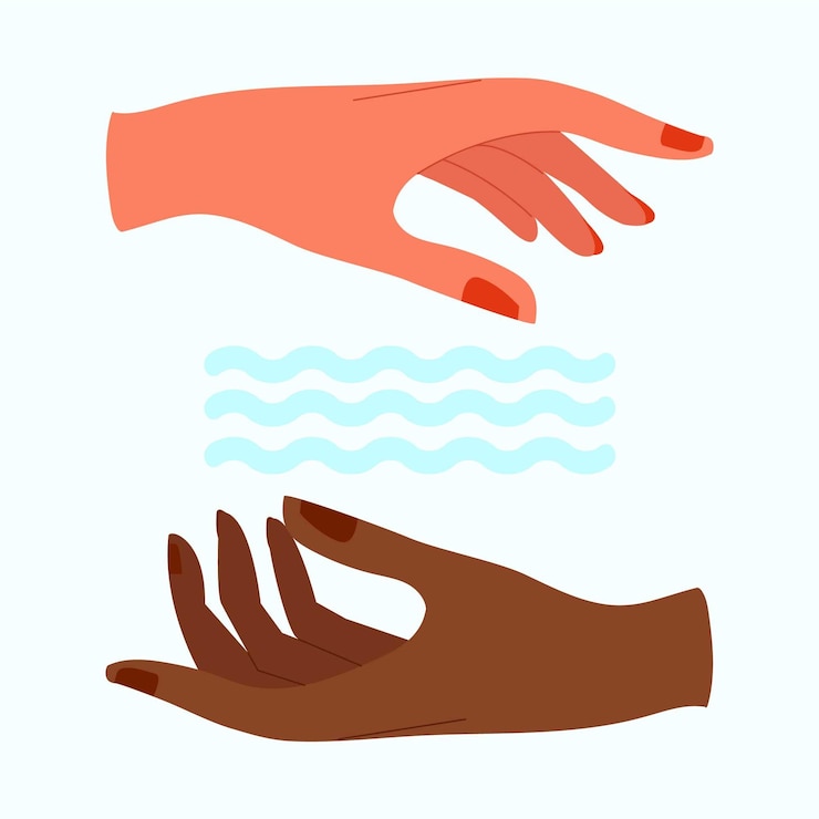 Free Vector energy healing hands and water waves