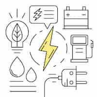 Free vector energy linear style illustrations