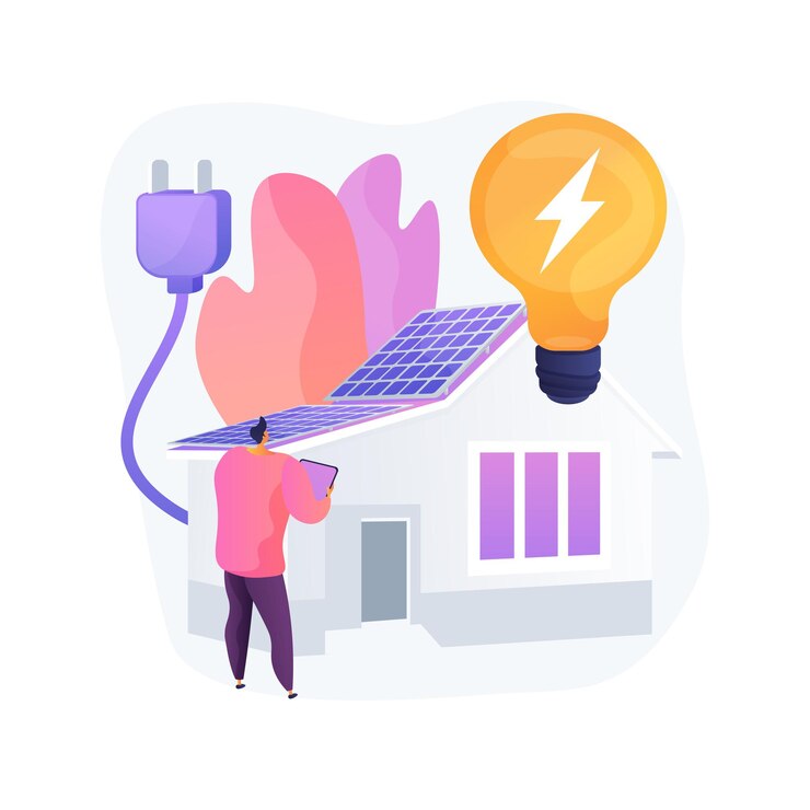 Free Vector energy-plus house abstract concept vector illustration. zero-energy building, low energy passive house, construction industry, efficiency-plus home, renewable energy sources abstract metaphor.