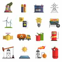 Free vector energy power flat icons set