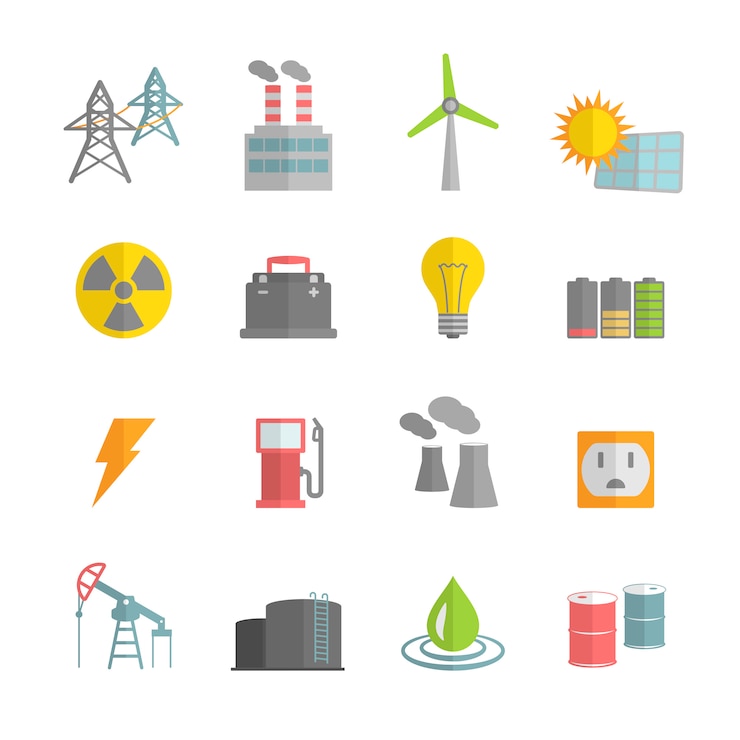 Free Vector energy power plant icons collection