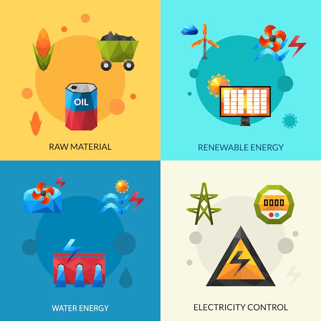 Energy resources icons set