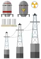 Vettore gratuito set di energia con serbatoio e cavi elettrici