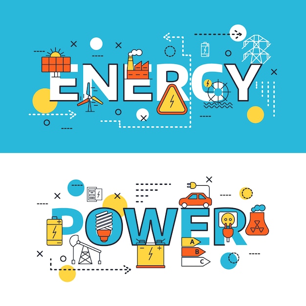 Energy sources banner set