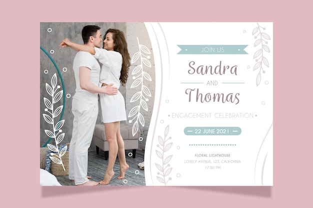 Engagement card template with photo