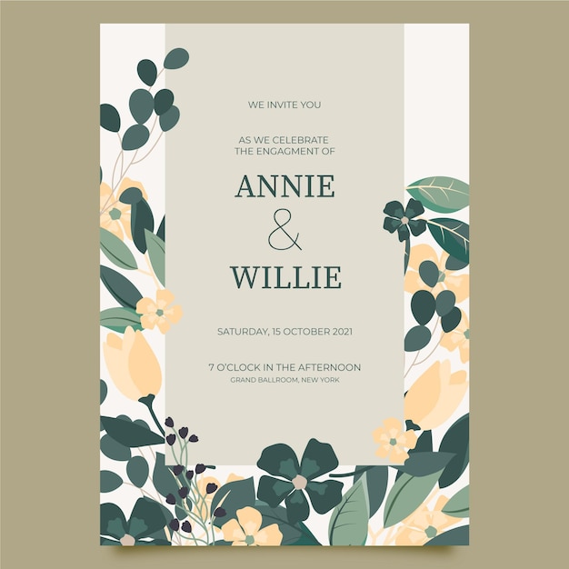 Engagement invitation floral template