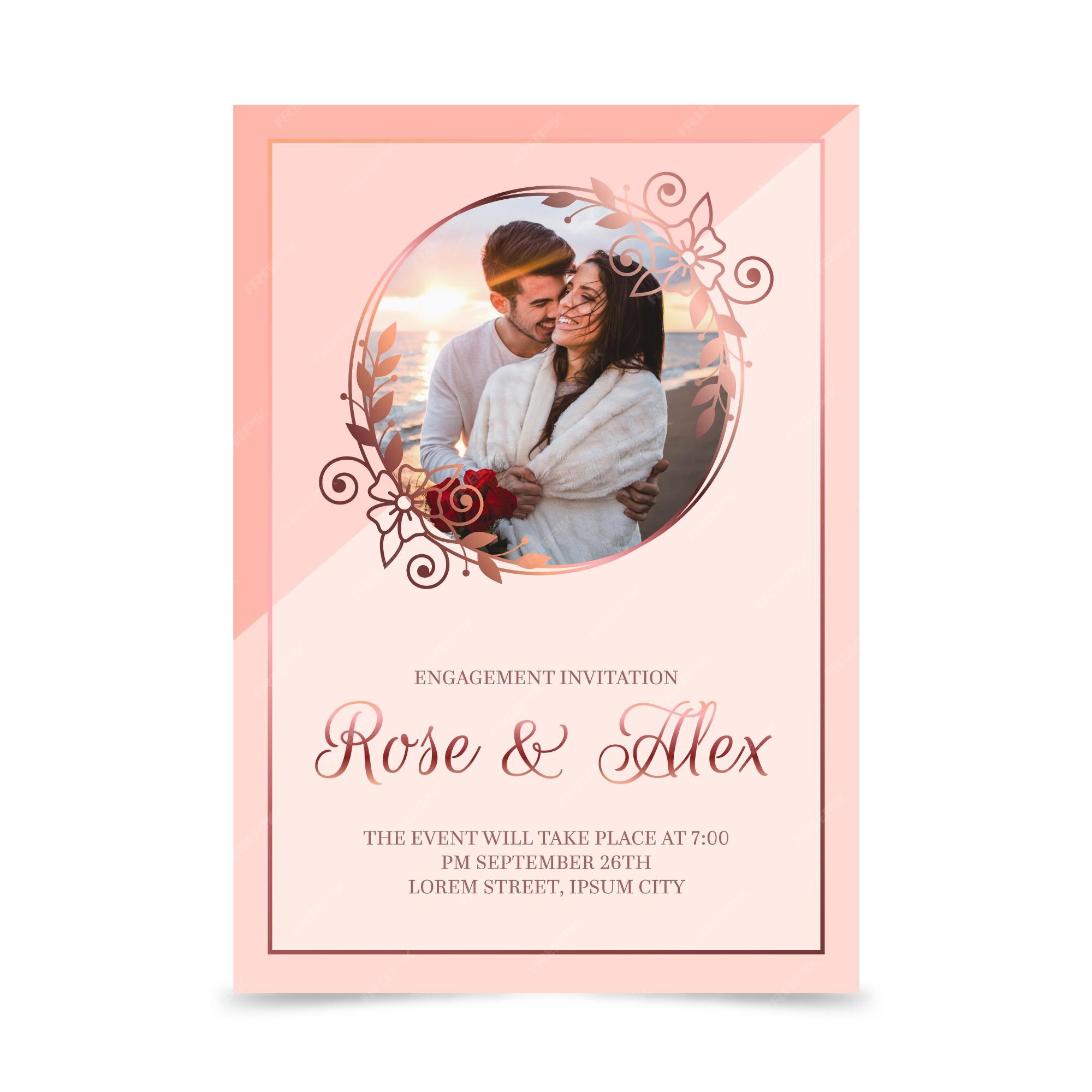 Free Vector | Engagement invitation template with photo