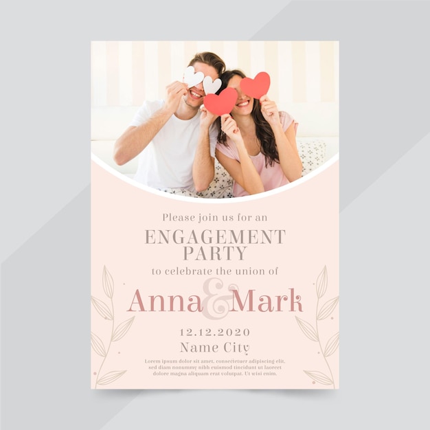 Engagement invitation template with photo