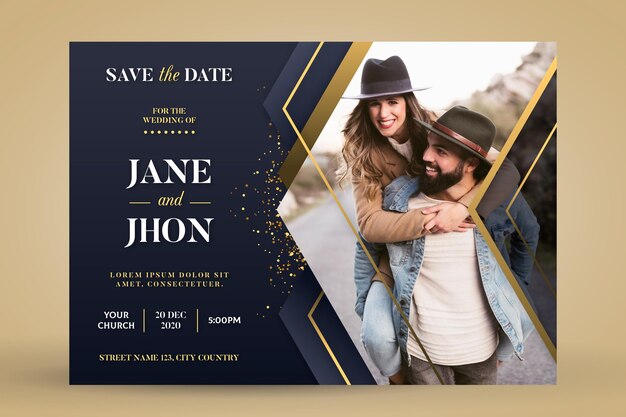 Engagement invitation template with photo