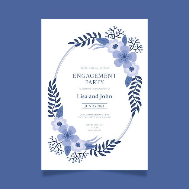 Free vector engagement invitation with floral motifs