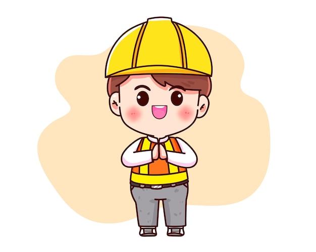 Engineer construction concept cartoon hand drawn cartoon art illustration