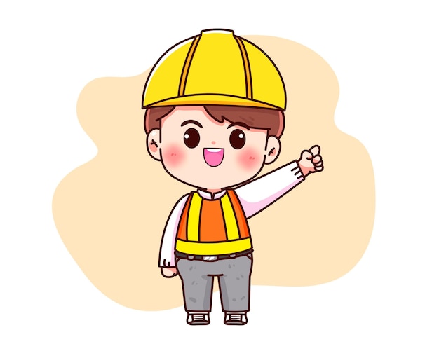 Engineer construction work concept cartoon hand drawn cartoon art illustration