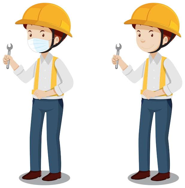 Free vector engineer man wearing hard hat