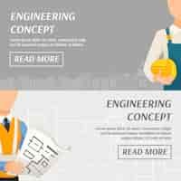 Free vector engineering concept horizontal banners