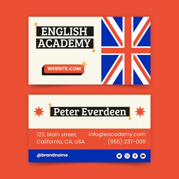 Free vector english academy horizontal banners set