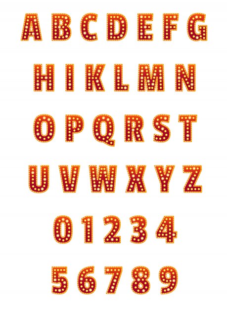 English alphabet and digits set. For banners, posters, leaflets and brochures.