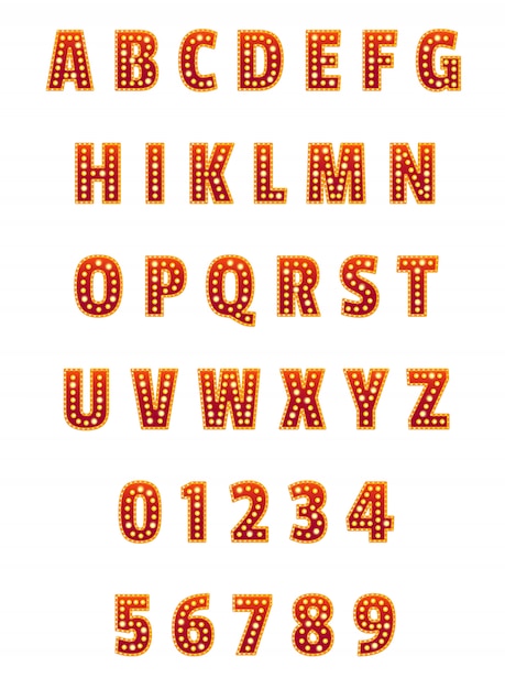 English alphabet and digits set. For banners, posters, leaflets and brochures.